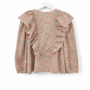 NWOT JCREW Crewcuts Girls' cotton poplin 0177 ruffle top pink floral long-sleeve